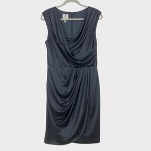 Suzi Chin for Maggy Boutique Vintage Silky Blue Shimmery Cowl Neck Dress